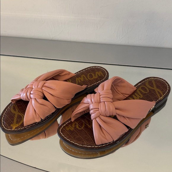 SAM EDELMAN Garson Pink Knotted Leather Slide Sandals Women’s Size 7.5 - Picture 5 of 16